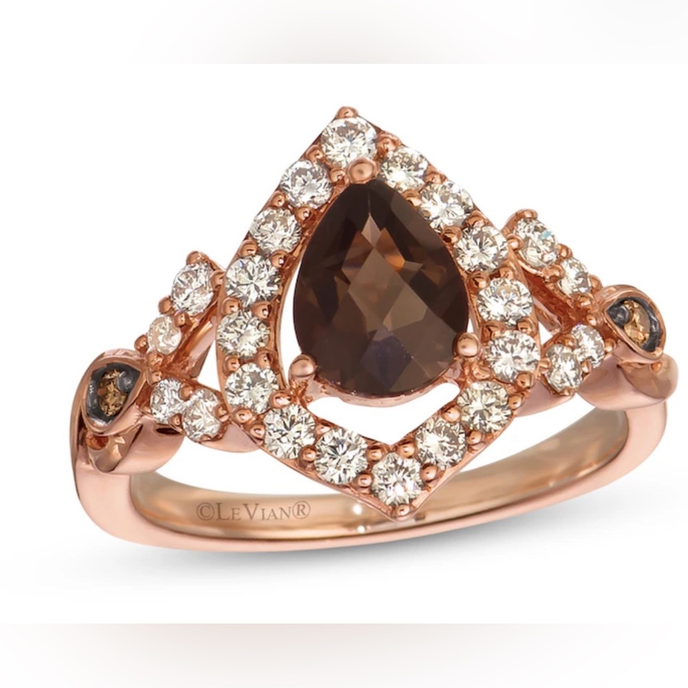 Le Vian Chocolate Quartz Ring 5/8 ct tw Diamonds 14K Strawberry Gold